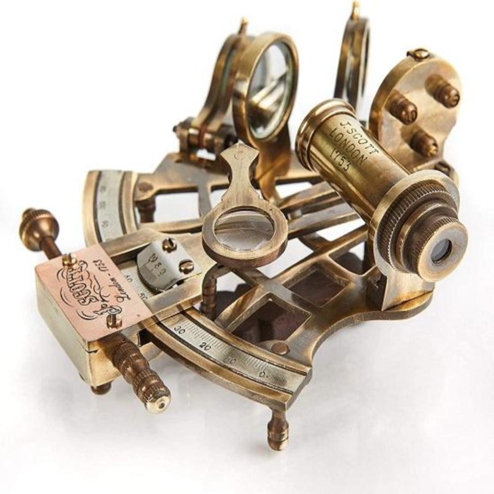 

Handmade Brass Nautical Sextant - 14 Cm Decorative Collectible Showpiece, Antique Design