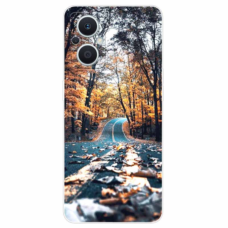 Soft Case for Reno8 Lite Cover Print TPU Silicone Clear Funda Cases for OPPO Reno 8 Lite 5G Case Reno8Lite Slim Landscape Cat