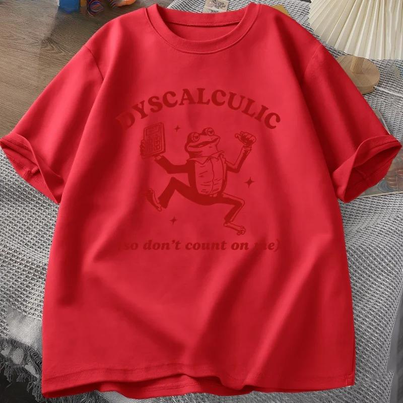 

Dyscalculic So Dont Count on Me Tshirt Funny Frog Printed Women T Shirt Stupid Vintage Cartoon Tee Silly Meme TShirts 4XL