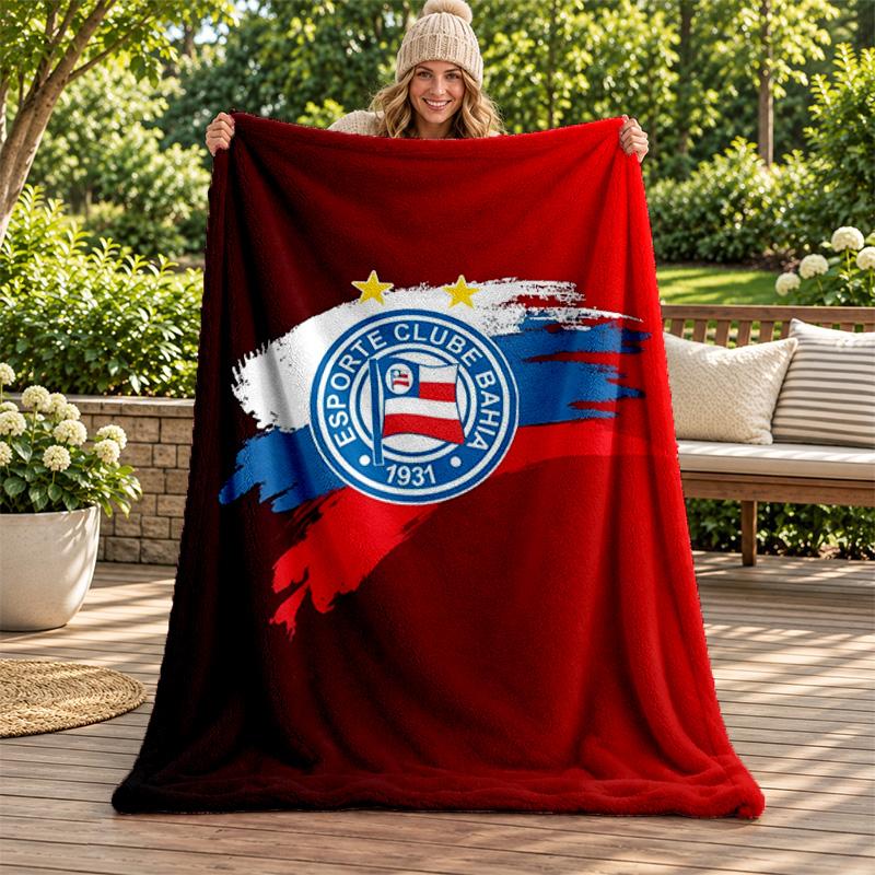 Esporte Clube Bahia Blanket Flannel Blanket Soft Cozy Plush Throw for Sofa Bed Lightweight Home Decoration Gifts for Christmas Various Holidays