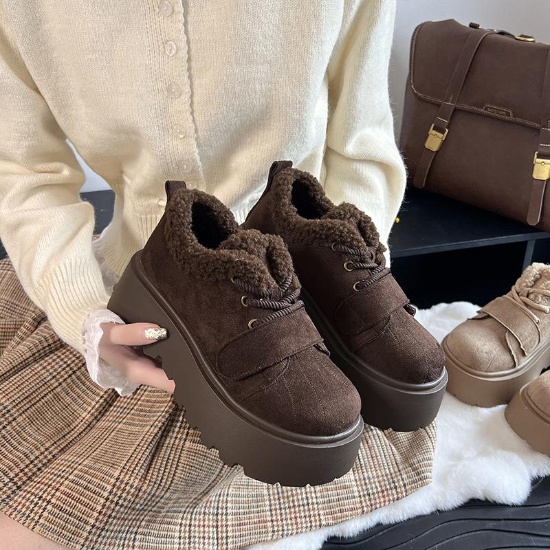 Women's thick-soled winter fur one lightweight warm anti-cold padded snow boots non-slip wear casual sneakers cotton boots Le Fu shoes