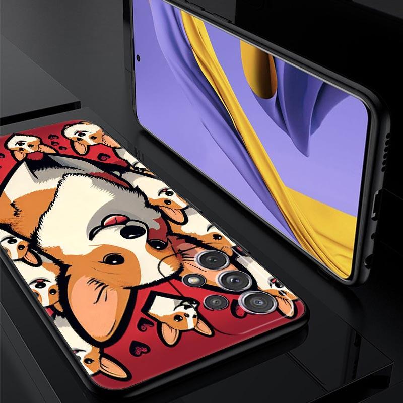 Cute Corgi Dog Phone Case for Samsung Galaxy A55 A35 A17 A07 A15 A13 A25 A51 A71 A72 A73 A32 A52 A52S A41 5G Soft TPU Shell Bags