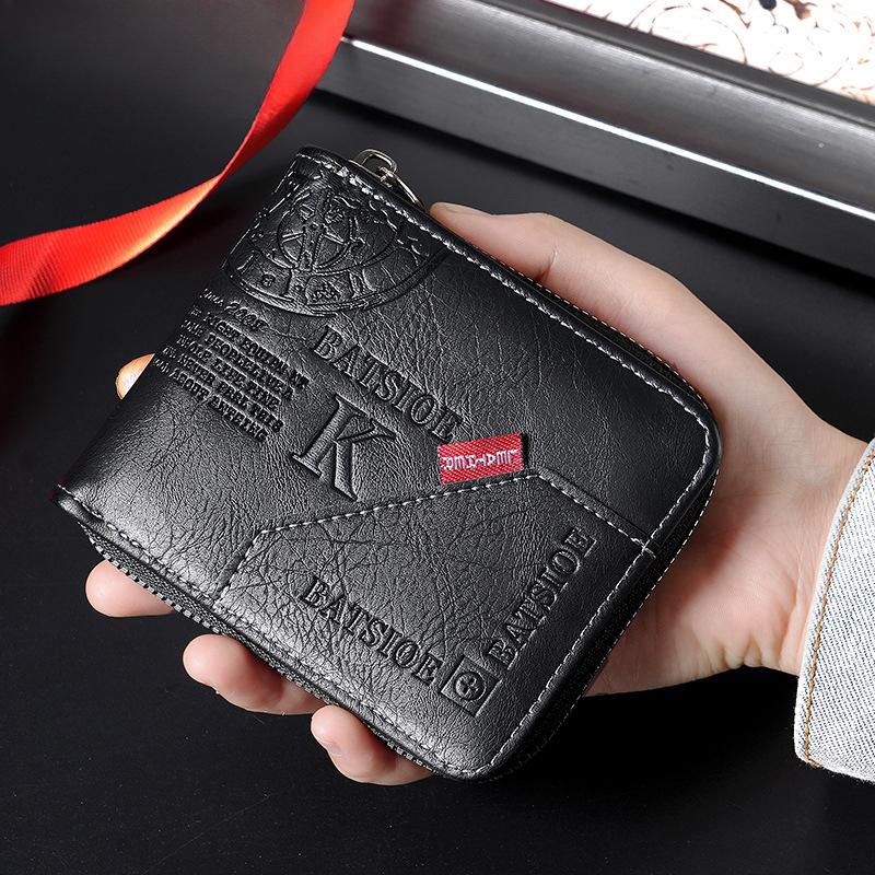 Men's Wallet, 20% Off Retro Zipper Short Multi-card Multi-function Clip Casual Bag