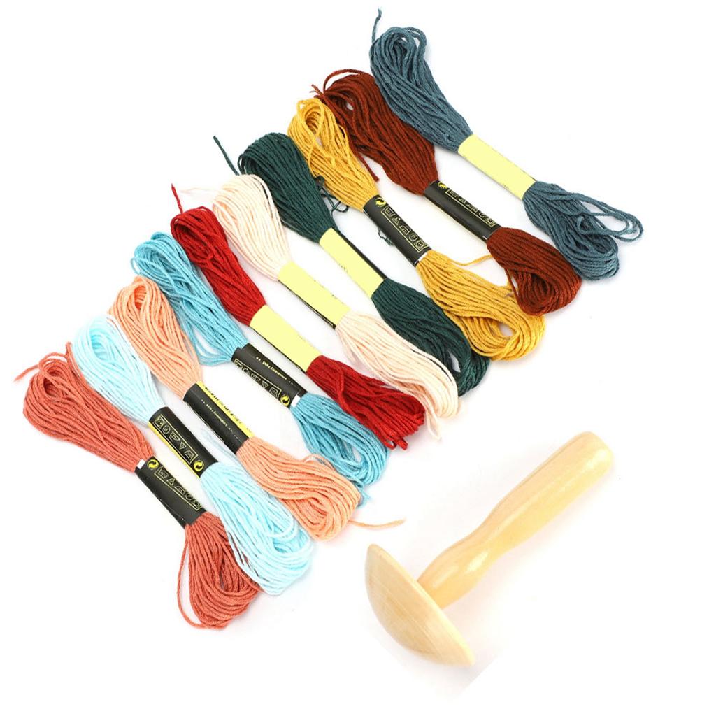 Wooden Darning Supplies Kit Mushroom Patching Threads Tool for DIY Sewing Home Travel Handicraft