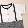 de Jersey Border Shortalls for Newborns and Baby [Cream Coco] Spring/Summer Suspender-Style Babies, Cool, Stylish, Cute, Stylish, Coveralls, Simple,