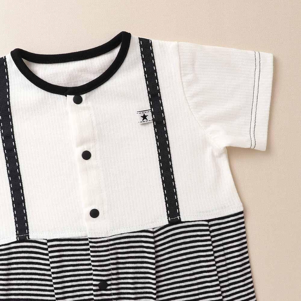 de Jersey Border Shortalls for Newborns and Baby [Cream Coco] Spring/Summer Suspender-Style Babies, Cool, Stylish, Cute, Stylish, Coveralls, Simple,