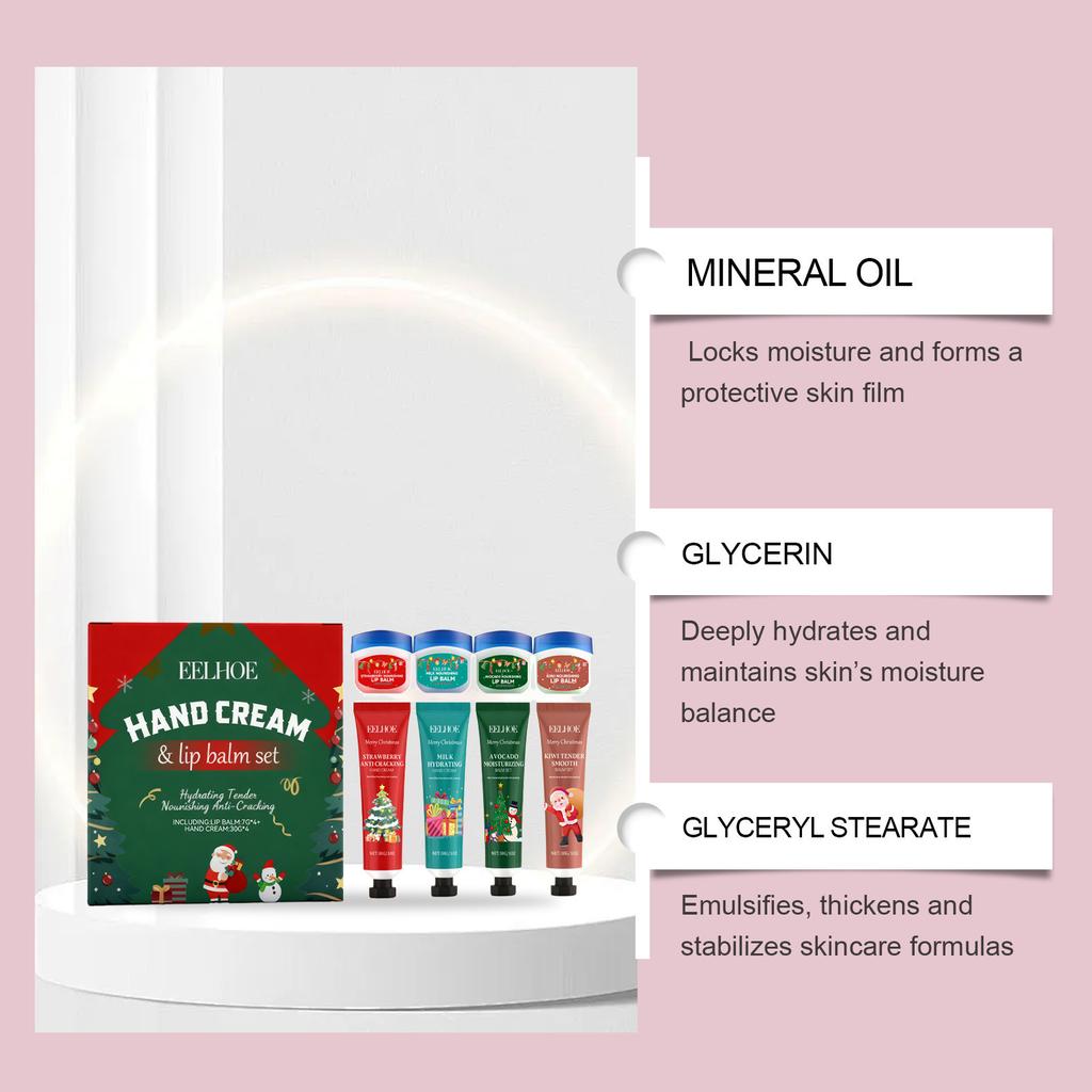 EELHOE Christmas Hand Cream & Lip Balm Set – Nourishing Holiday Skincare Duo