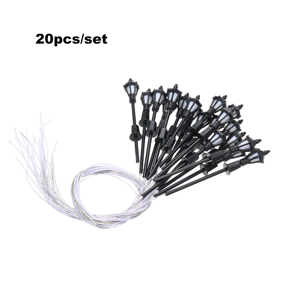 20pcs Warm White Model Street Lights Layout Lamppost Railway Train Garden Playground Scenery Led