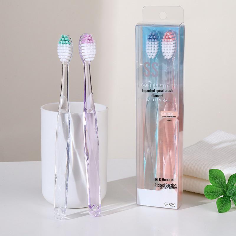 Crystal Pattern Gentle Care Toothbrush Family Pack - Spiral Bristles for Men & Women, 2-Pack