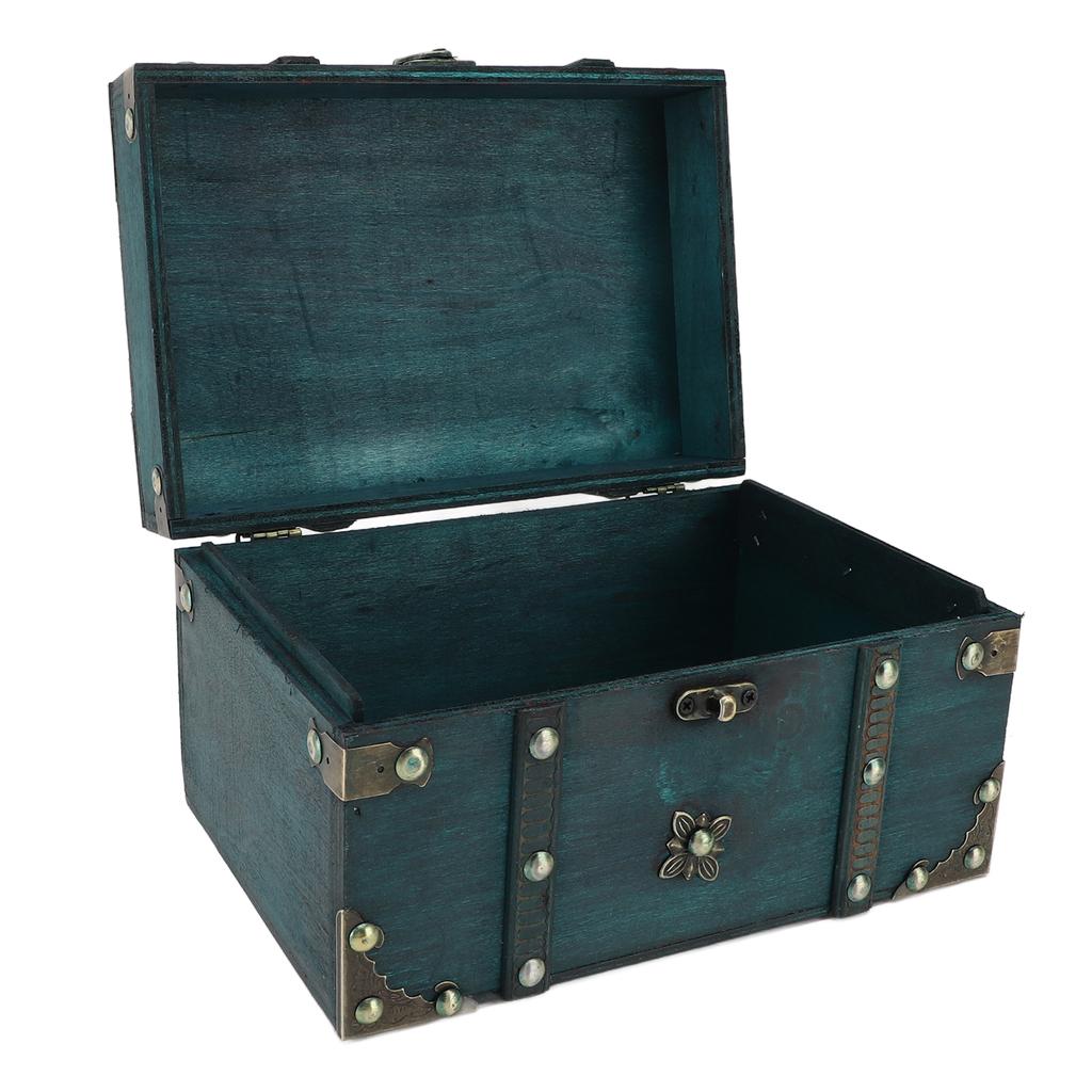 Vintage Treasure Chest Box Wooden Retro Jewelry Storage Box Decorative Treasure Chest for Home