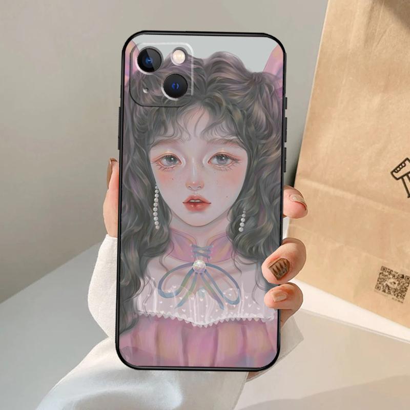 Cute And Beauty Girl Color Painting Phone Case For iPhone 17 Air 16 15 13 11 12 14 Pro Max 13 12 Mini 15 16 Plus 16e Cover Coque