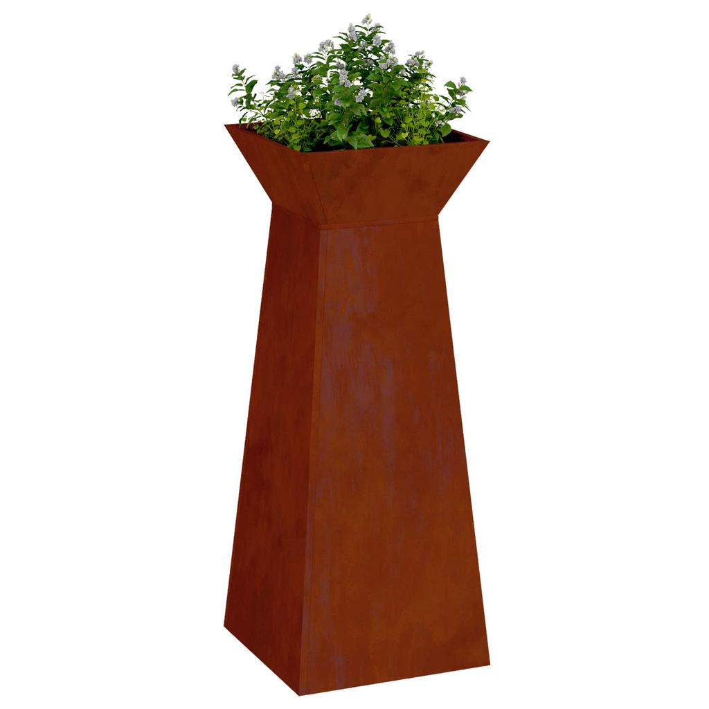 Column Planter 2 Pcs Silver 40 X 40 X 100 Cm Weatherproof Steel