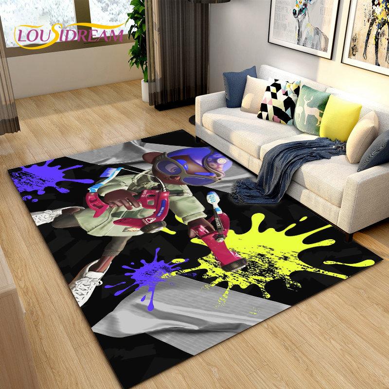 Splatoon,PC Game Gamer Cartoon Area Rug,Carpet Rug for Living Room Bedroom Sofa Doormat Decoration, Kids Play Non-slip Floor Mat