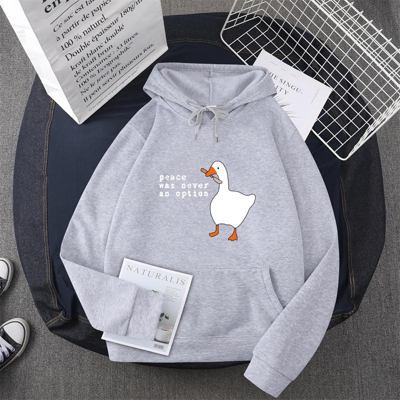 Casual sweater men's and women's autumn and winter new big white goose couple hooded jumper