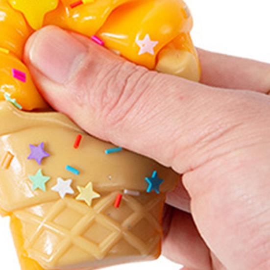 Ice Cream Cone Squeeze Toy Simulated Ice Cream Fidget Toy Soft Stretchy Anxiety Stress Relief Fake Food Sensory Toy