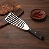Stainless Steel Slotted Spatula with Wooden Handle Heavy-Duty Turner for Steak Fish BBQ Heat-Resistant Rust-Proof Essential Kitchen Tool