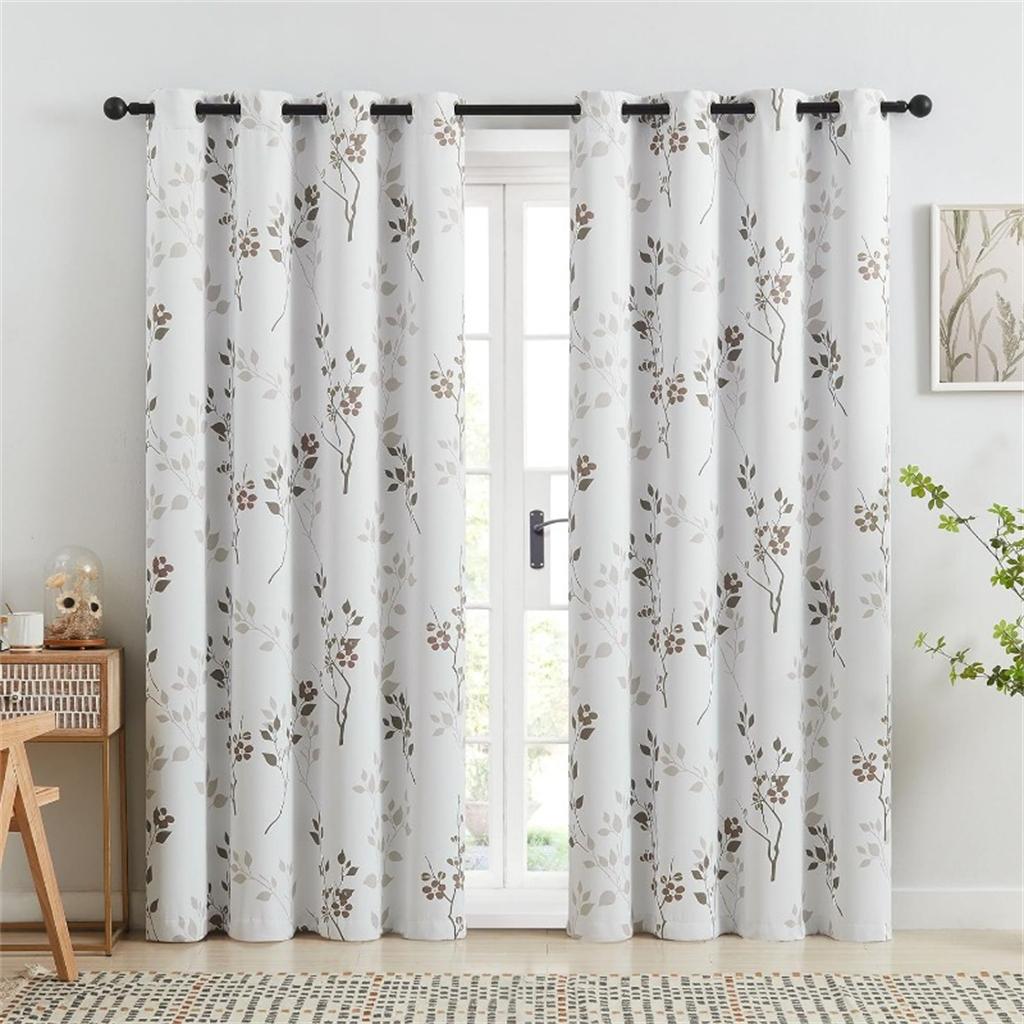 Refreshing Floral Print Pattern Curtains Blue Brown Floral 2 Pcs Living Room Bedroom Kitchen Balcony Blackout Decor