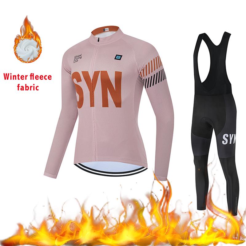 2025 Autumn and Winter Windproof Fleece Jacket Cycling Jersey Cycling Bib Men's Warm Top Road Bike Cycling Suit Long Set