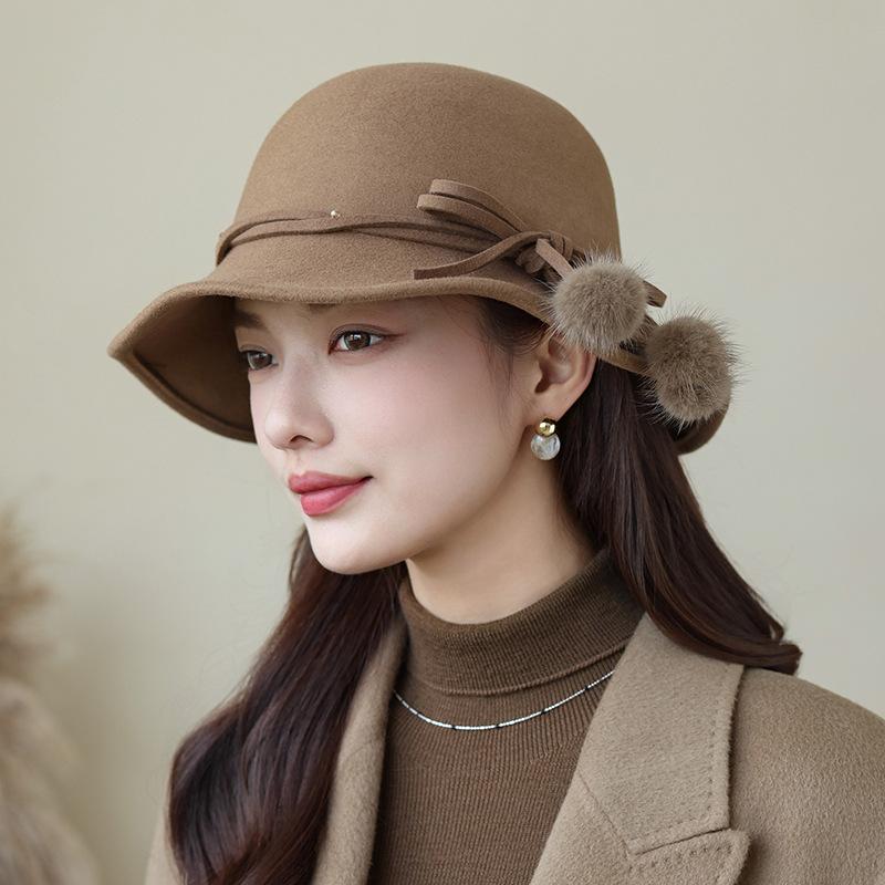 Autumn And Winter Hat Women'S New French Top Hat Women'S Fashion Versatile Wool Lady Hat Women'S Bucket Hat Women'S Winter