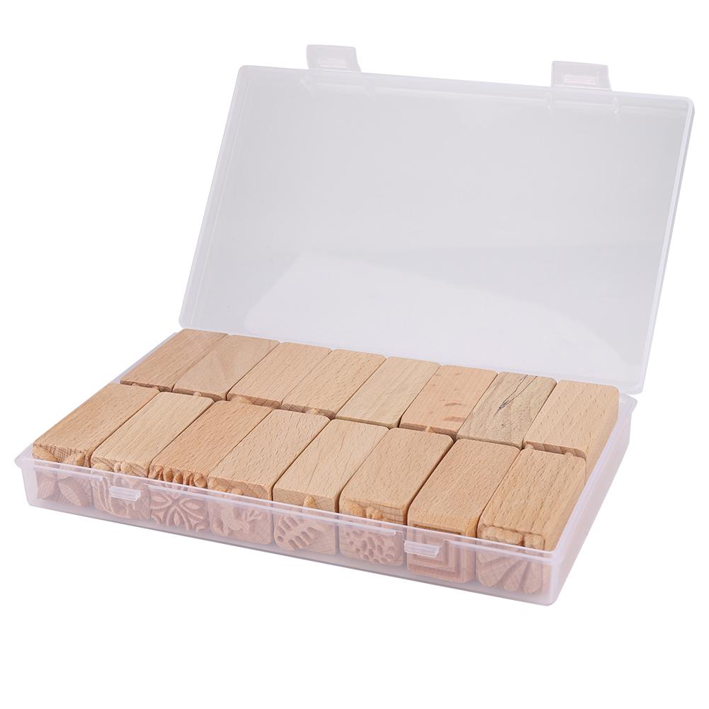 16 Bucăți Ștampile Sculptate Manual Fag DIY Lut Ceramică Blocuri de Imprimare Instrument Accesorii pentru Artizanat