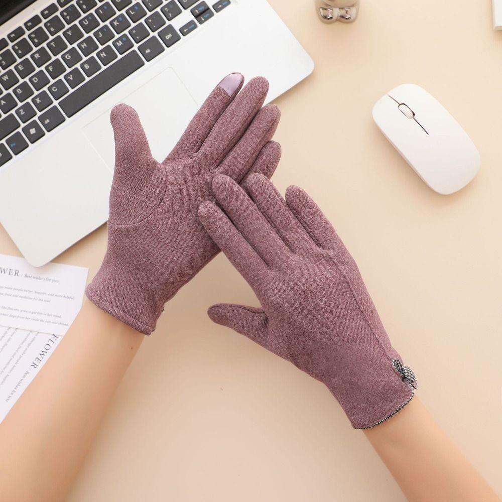 Solid Color  Gloves Keep Warm Women Mittens Sweet Winter Velvet Gloves  Winter