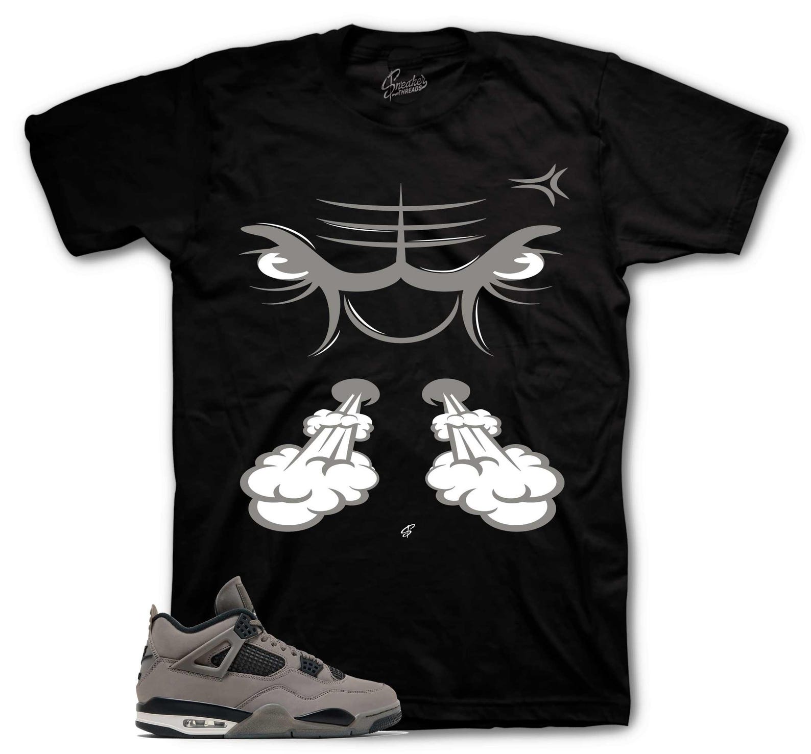 Shirt To Match Retro 4 Cave stone Sneakers - Raging Face Sneaker Tees S