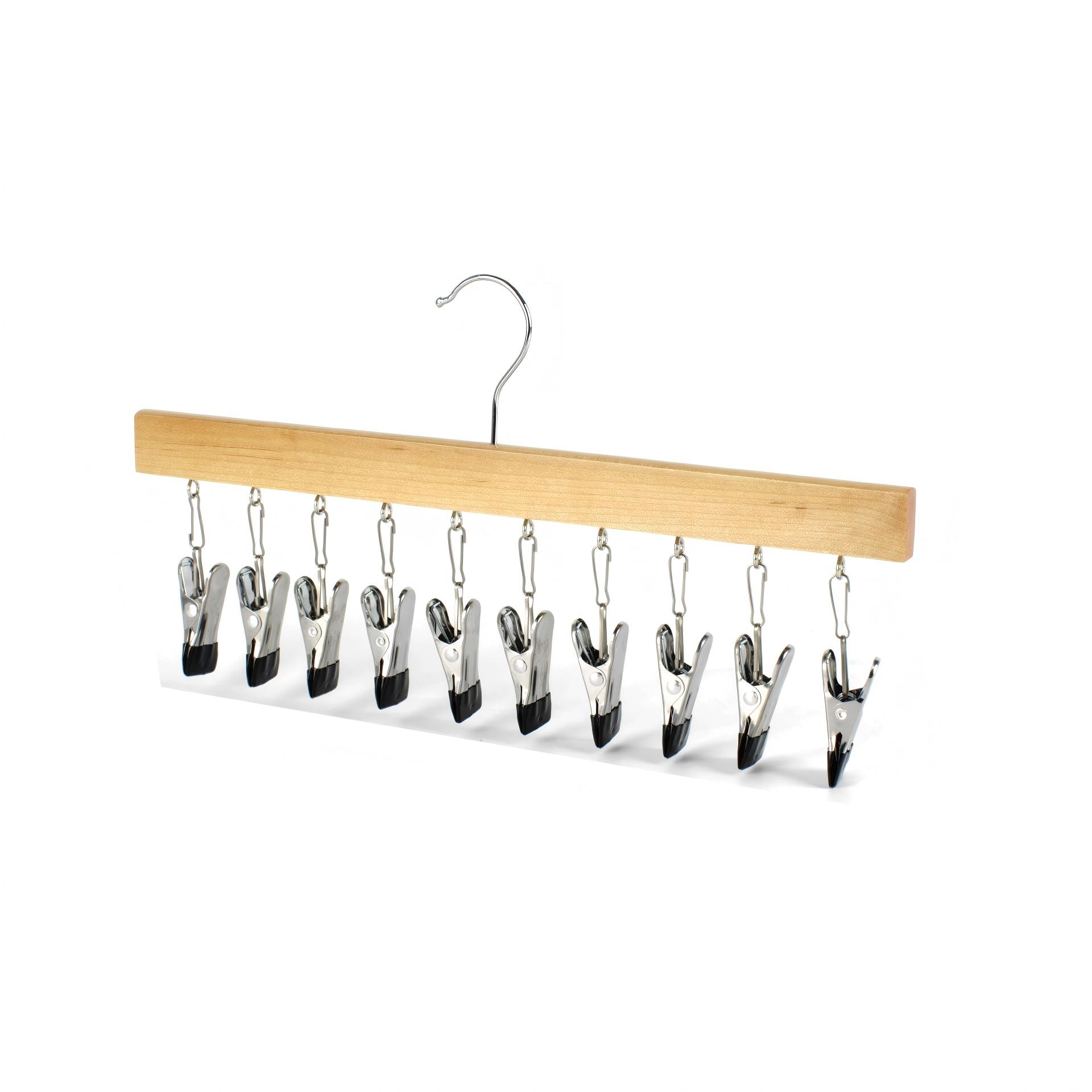 Hot Selling Solid Wood Multi-Functional Coat Rack with Convenient Storage for Hats and Clips (as the picture,12 clips)