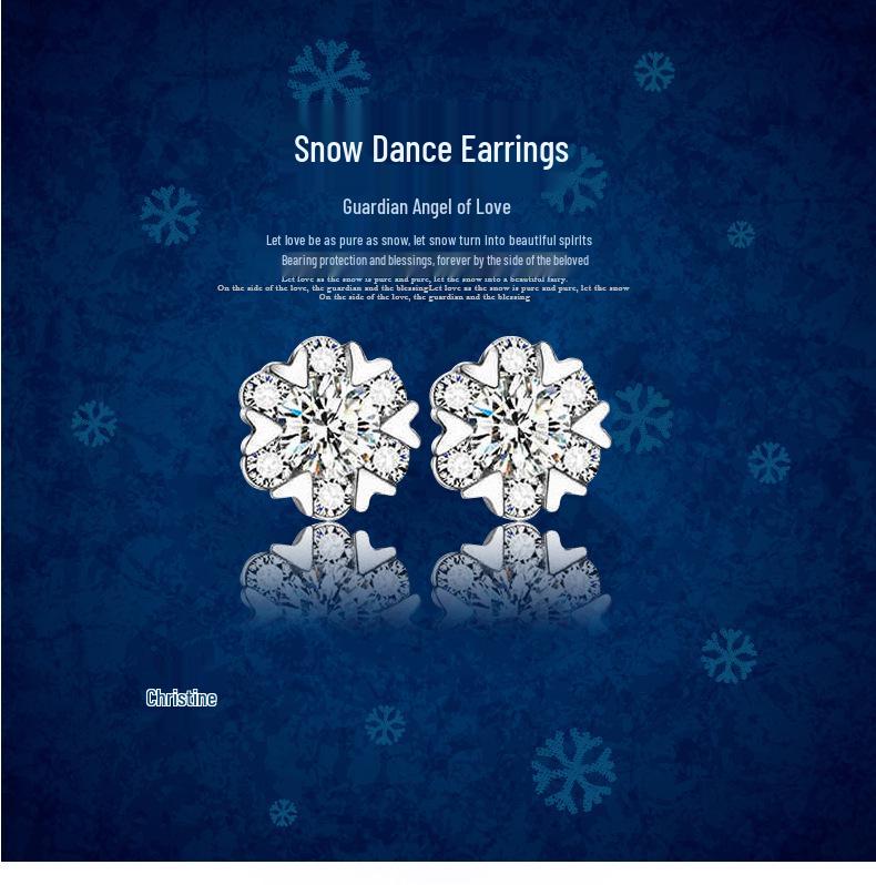 S925 Sterling Silver Snowflake Moissanite Hexagram Earrings, Simple Christmas Studs