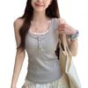 Korean Spice Girl Pure Desire Wind Lace Edge Fake Two-piece Suspender Vest Summer New Women's Slim Wear Sleeveless Top