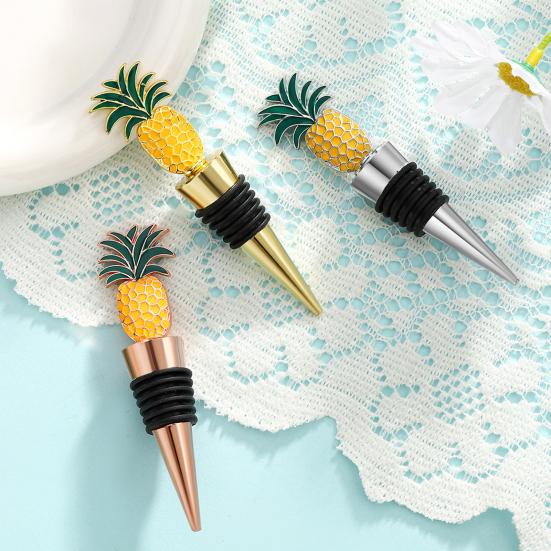 Wine Bottle Stopper Pineapple Design Vacuum Sealed Twist Cap Reusable Champagne Stopper Red Wine Cork for Bar Tools Wine Gifts