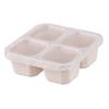 Quadratische Trenn-Bento-Box Wiederverwendbarer 4-Fächer-Lebensmittelbehälter Snack-Nüsse Mit Deckel Weizenstroh-Lunchbox Küchenzubehör