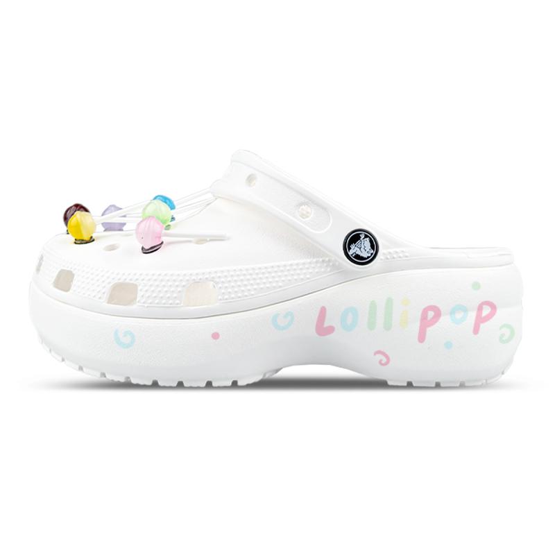 Crocs Classic clog EVA Dopamine Three-dimensional Pendant Lollipop Element Gift Box Hole Shoes Women's White