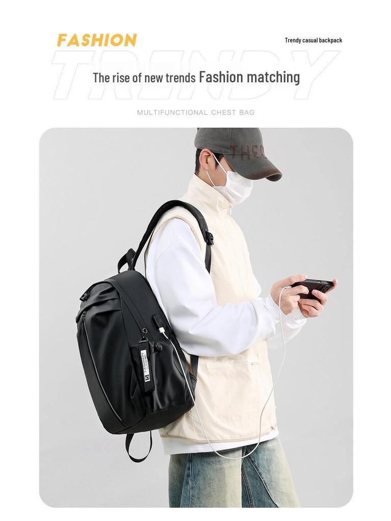Men's Solid Color Multifunctional Backpack: Logo-Printable, Business & School Use