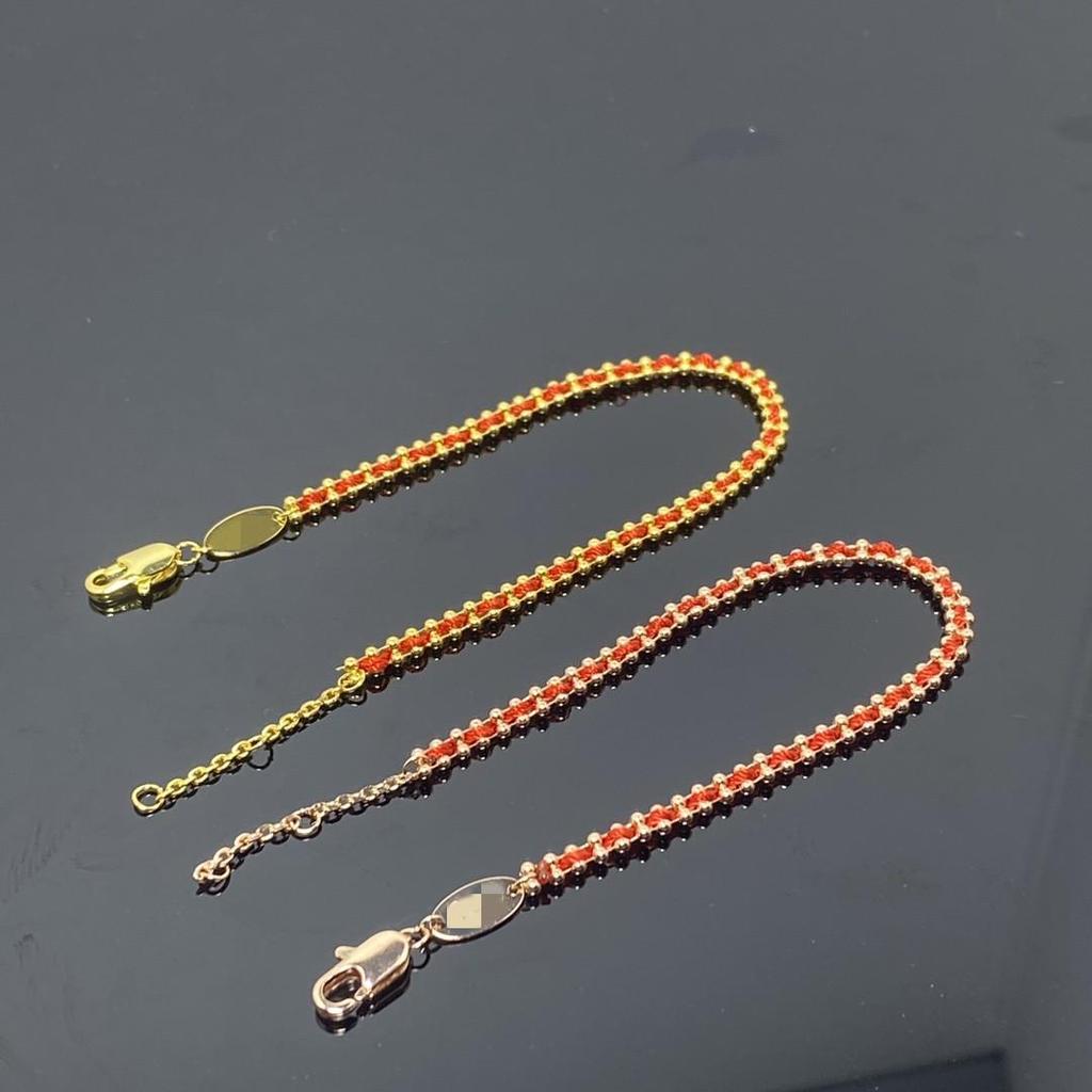 Women's Pure Silver Red Rope Bracelet - Niche Design, Handwoven New Year Jewelry