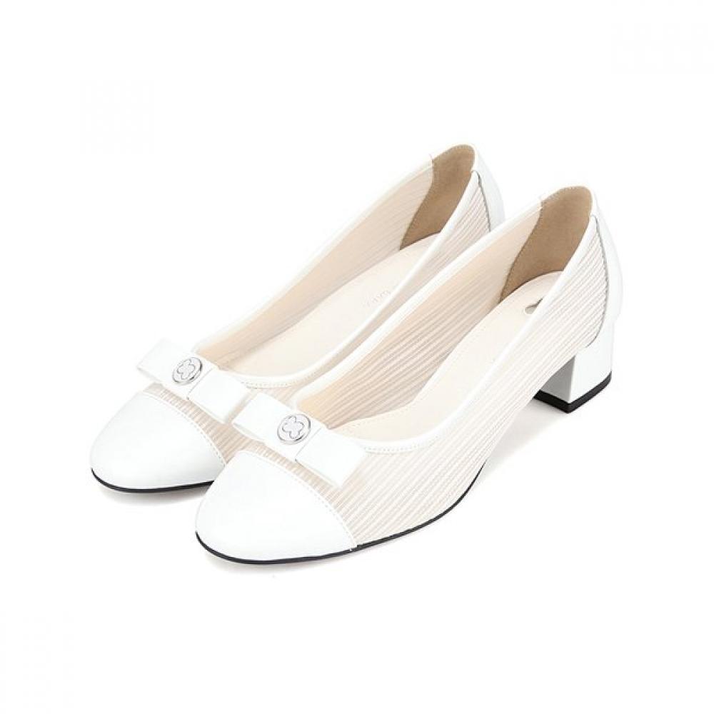 Barbara Leather Mesh Basic 4cm Pumps Bbi103wt 250mm