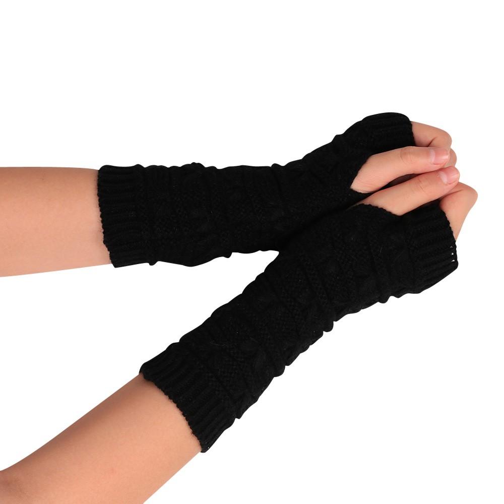 Fashion Knitted Arm Fingerless Winter Gloves Unisex Soft Warm Mitten