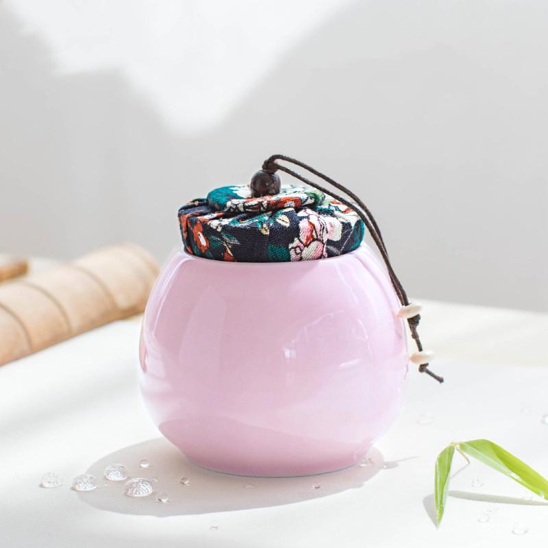 Chinese Colorful Ceramics Tea Caddy Tieguanyin Containers Travel Tea Bag Sealed Tea Jar Spice Coffee Powder Caniste Storage Tank 8.5X8.9CM  240ML