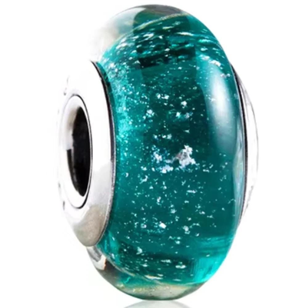 New Original Copper Murano Glass Flower And Leaf Cosmic Rainbow Charm Beads For Bracelet Diy Women Jewelry Gift