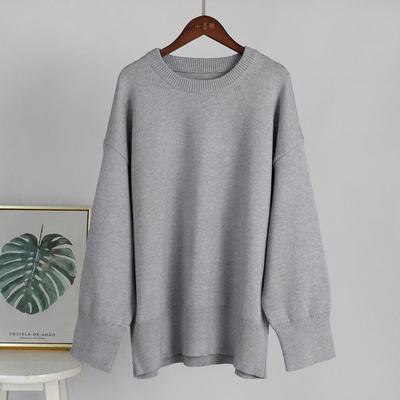 Round Neck Loose Sweater Women's Solid Color Loose Pullover Simple Basic Style Long Sleeves Thick Warm Top Bottoming Shirt Autumn and Winter