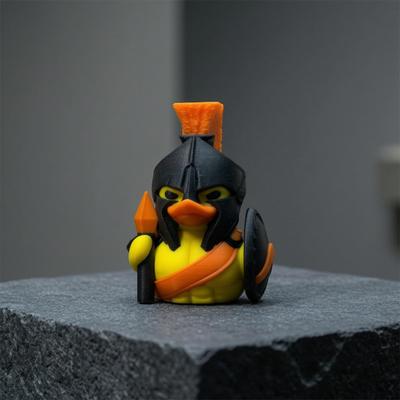 Spartan Warrior Duck Figurine, 3D Printed Motorcycle Rider Duck Statue, Cartoon Yellow Duck Tabletop Ornament, Gift Duck Lovers