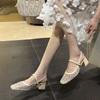 Retro Woven Bag Head Sandals Women's Outer Wear Word with Mary Jane Shoes Temperament Matching Skirt