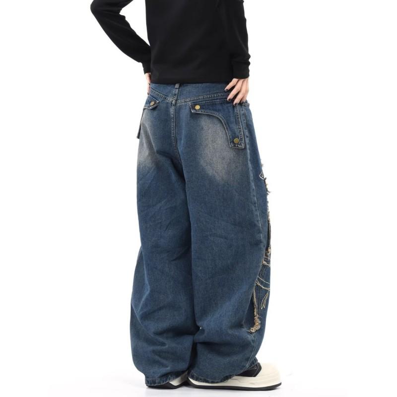 Damen High-Waist Relaxed Fit Gerade Bein Jeans Vintage Stil Baumwollmischung Herbst Winter