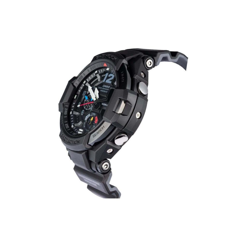 Casio G-Shock Serie Aviazione Moda Retro Classico Lancette Doppio Display 3D Sportivo Impermeabile Orologio al Quarzo Orologi da Uomo Nero GA-1100-1A1
