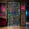 Party Supplies Halloween Skull Foil Fringe Curtain, Iridescent Disposable Tablecloth, Decoration Table Cover Tinsel Backdrop for Holiday Wall Decor