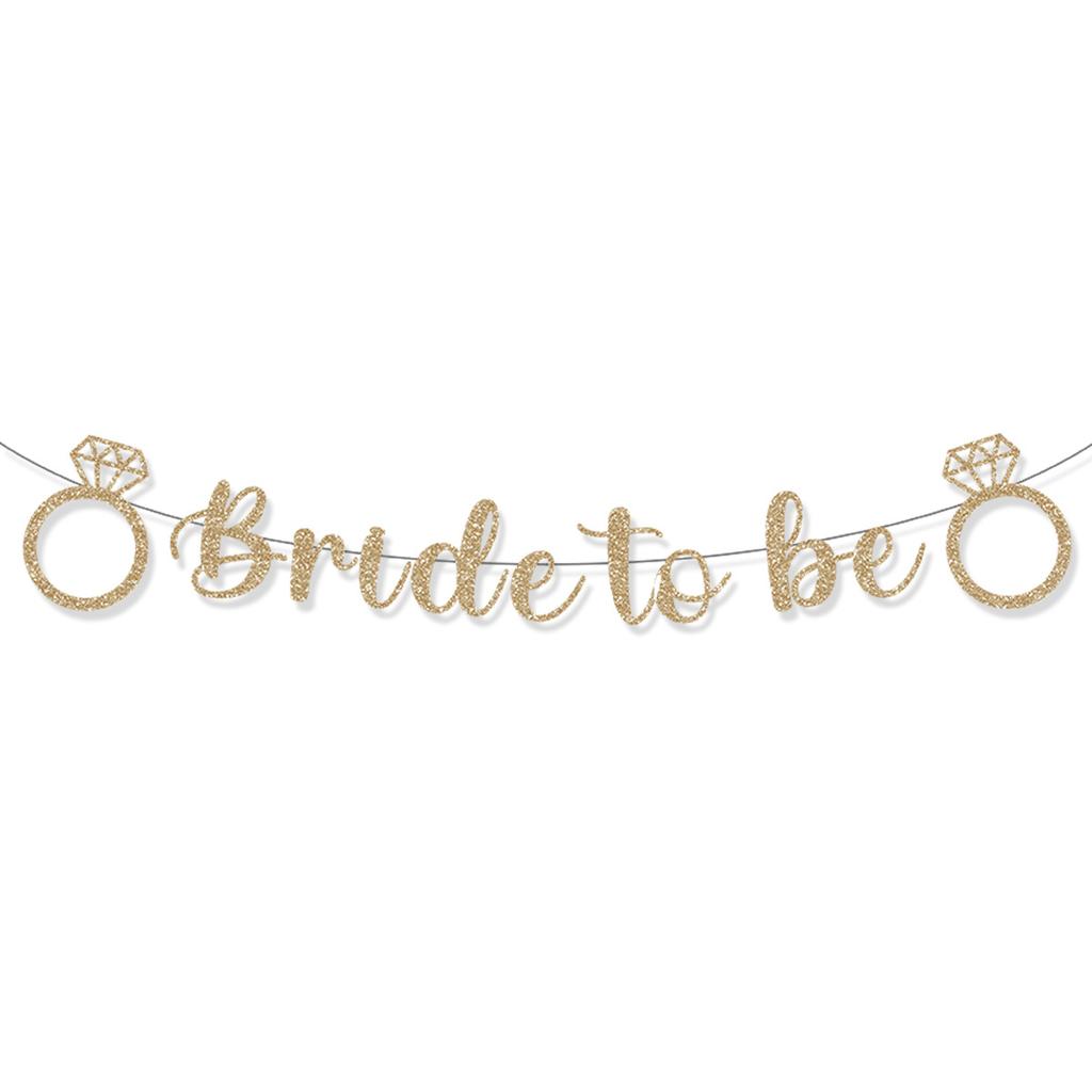 Bachelor Party Theme Decoration Wedding Arrangement Diamond Ring Wedding Dress Glitter Pulling Flag Latte Flower