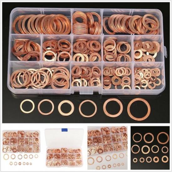 280PCS New Assorted Solid Copper Crush Washers Seal Flat Ring For Fuel&Hydraulic