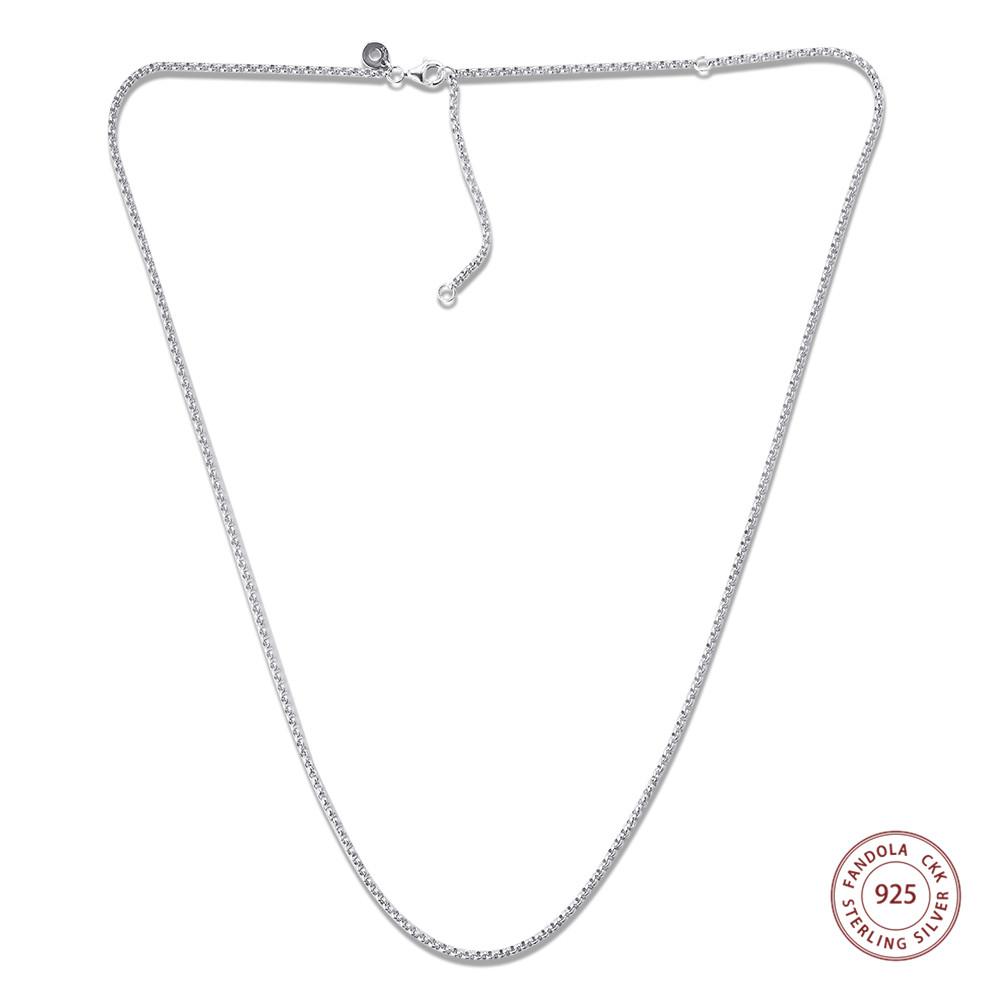 Rolo Chain Necklaces for Women Original 925 Sterling Silver Necklaces & Pendants Elegant Fine Jewelry Gift Colares S925