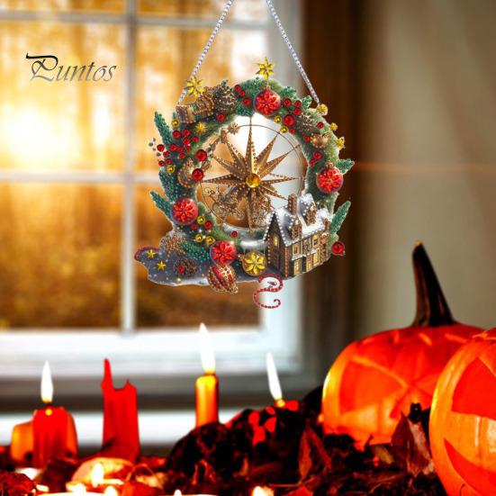 Vánoční přívěsek z drahokamu Závěsný Santa Sněhulák Ozdoba na strom DIY Oboustranné umění z drahokamu na stěnu Dveře Okno Dekorace krbu