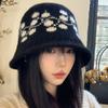 Retro Style Jacquard Knitted Bucket Hat Women's 2025 New Plush Hat, Ear Protection and Face Small Pullover Hat