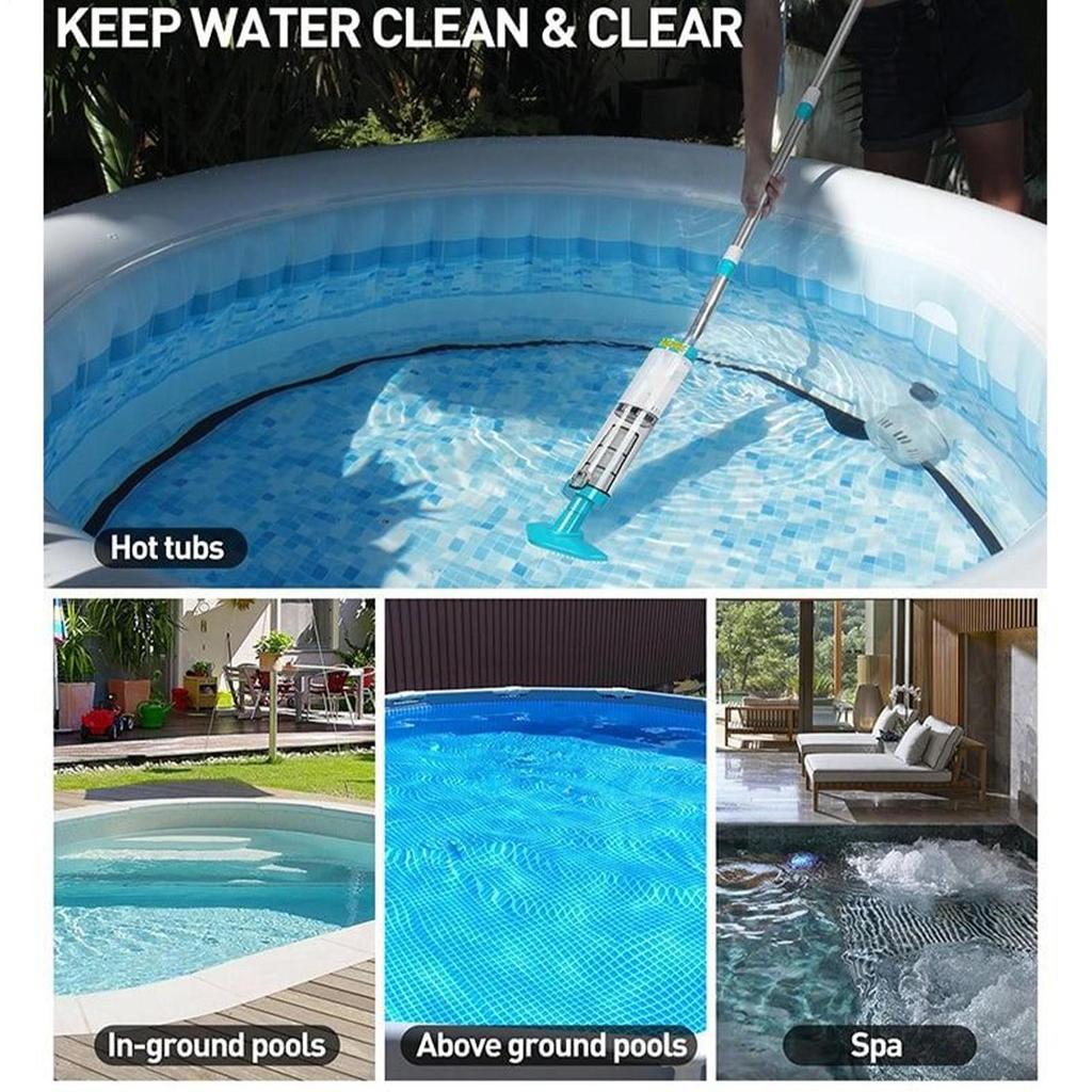 Pool Cleaning Kit Powerful Motor Rechargeable Handheld Cordless Skimmer For Pool Filter Swimming Pool Cleaner Set Pool Vacuum